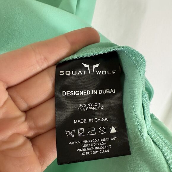 Squat Wolf Tank Top Women's Medium Teal Breathable Crew Neck Stretch Nylon - Picture 5 of 8